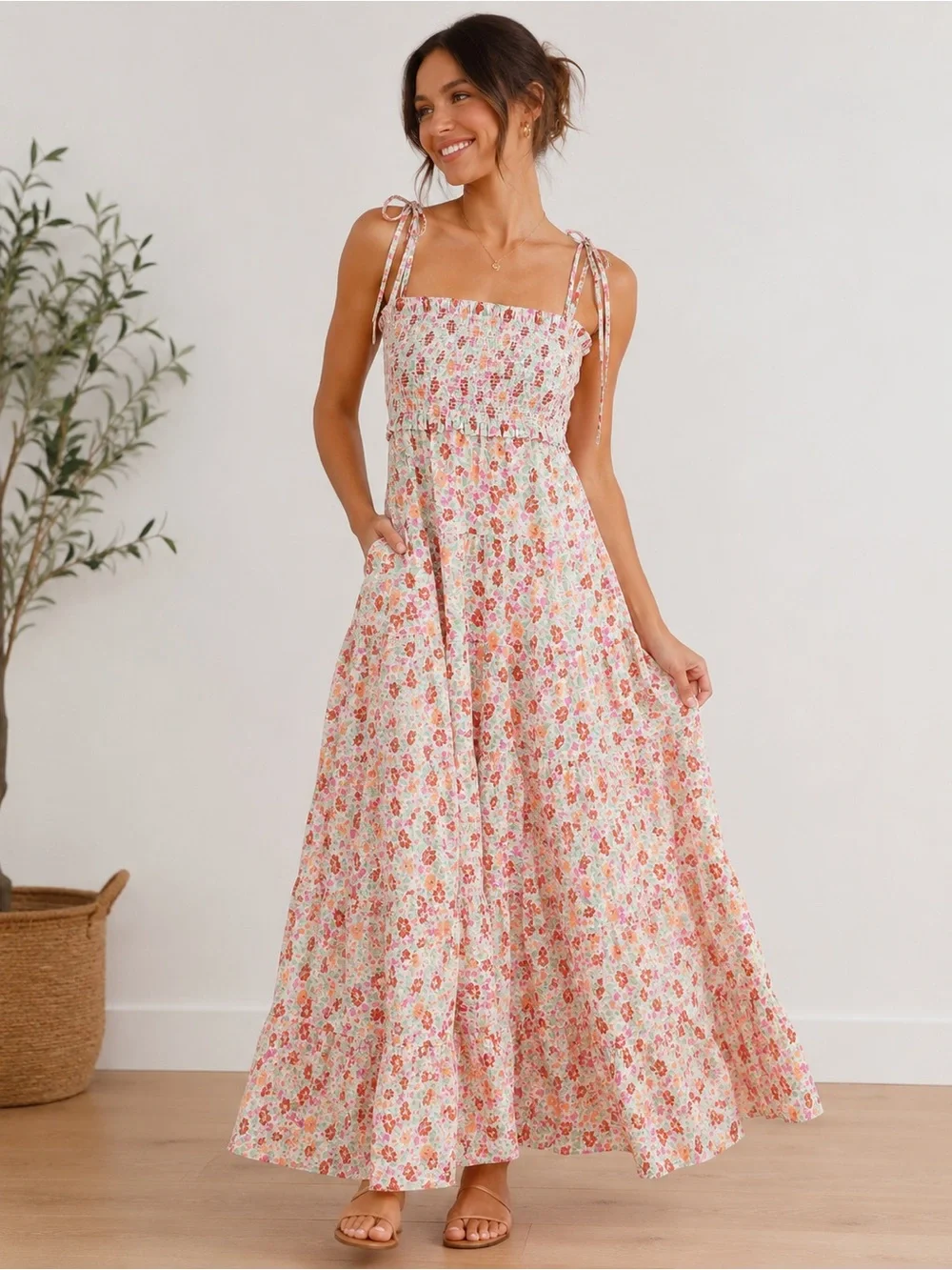 white chiffon dress with sleeves Juliet Maxi Gardenia / M SS26-SALE appliqued chiffon lace Color:Topaz Pink Bow Dresses For